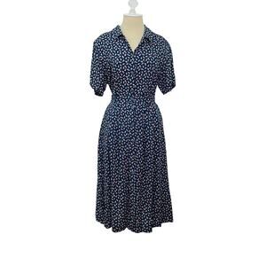 Vintage L.L. Bean Women's Size M Blue Floral Shirt and Skirt Set Outfit 80s 90s